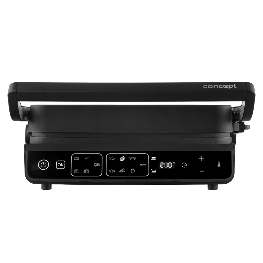 Concept ge3600 - Kontaktgrils ar temperatūras zondi GLASS 2000W/230V melna