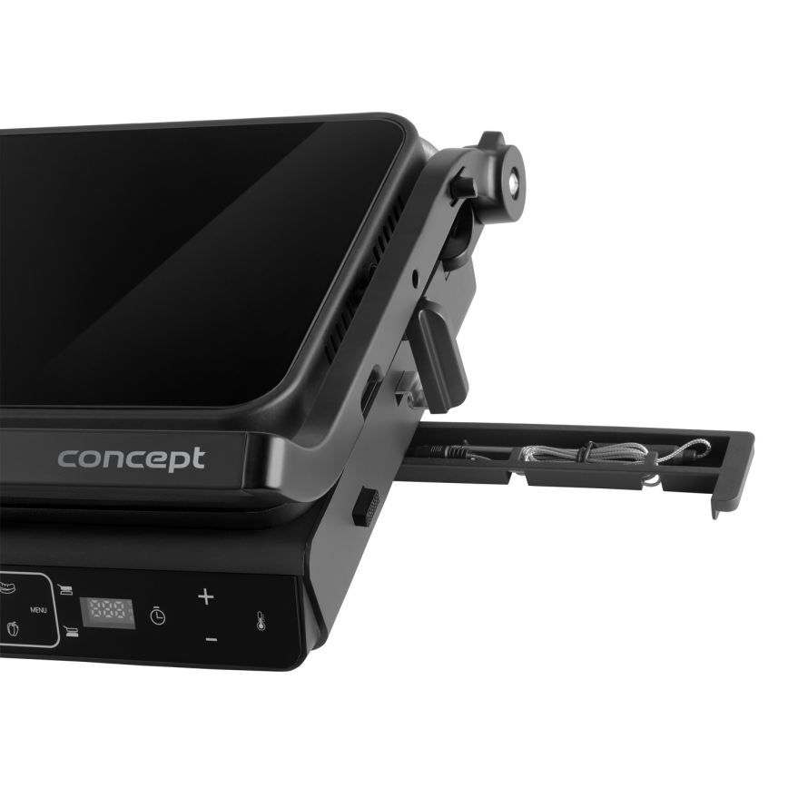 Concept ge3600 - Kontaktgrils ar temperatūras zondi GLASS 2000W/230V melna