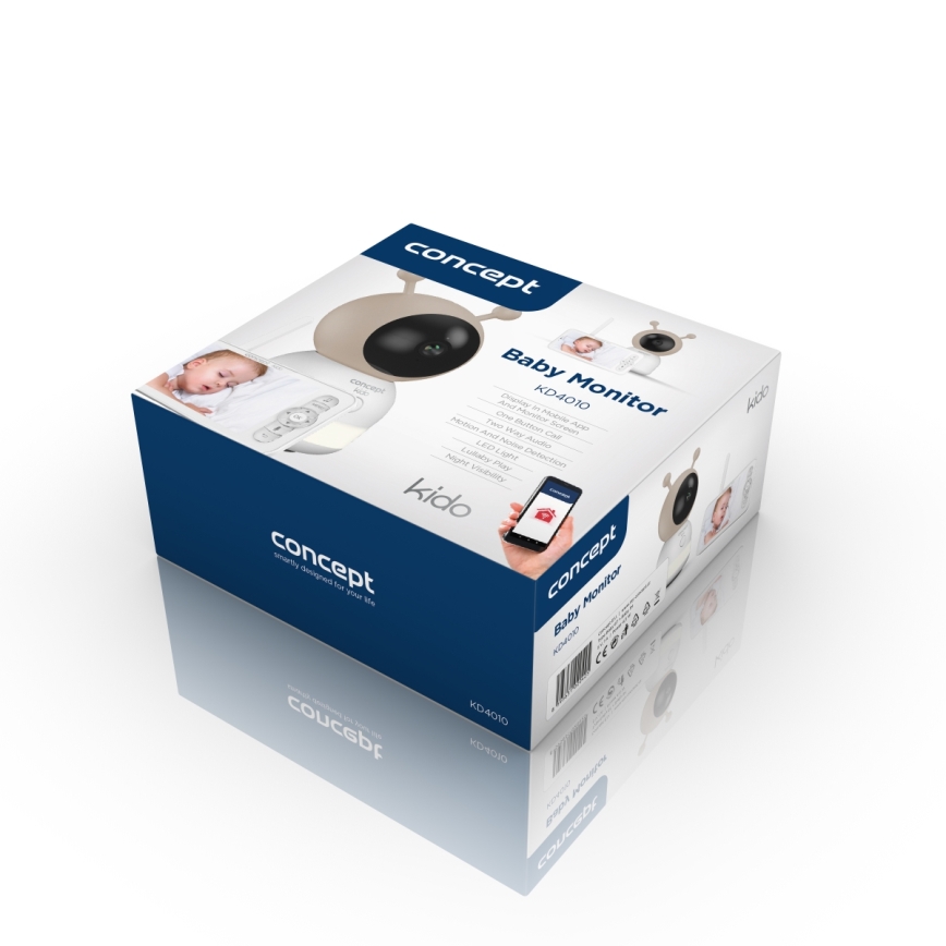 Concept KD4010 - Viedais bērnu monitors ar ekrānu un kustības sensoru SMART KIDO 4,5W/230V Wi-Fi bēšs