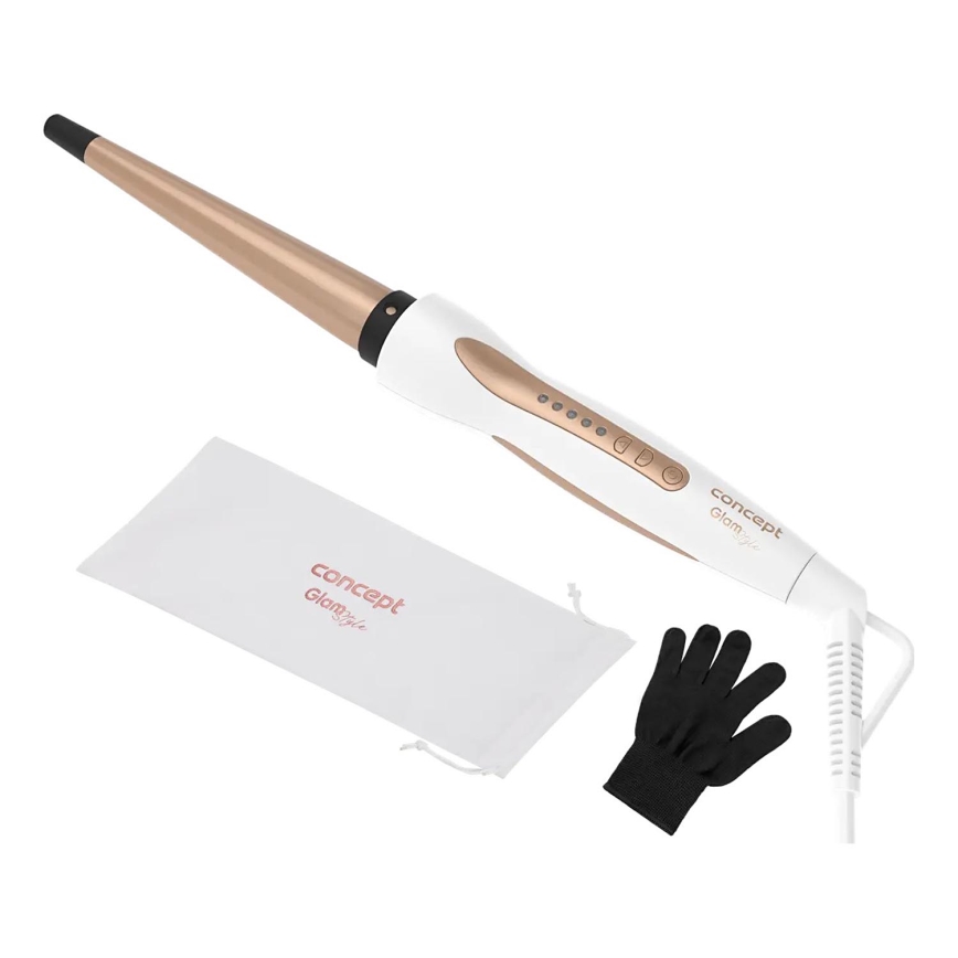 Concept KK2125 - Koniskā matu lokšķere GLAM STYLE 42W/230V balta/rozā zelts