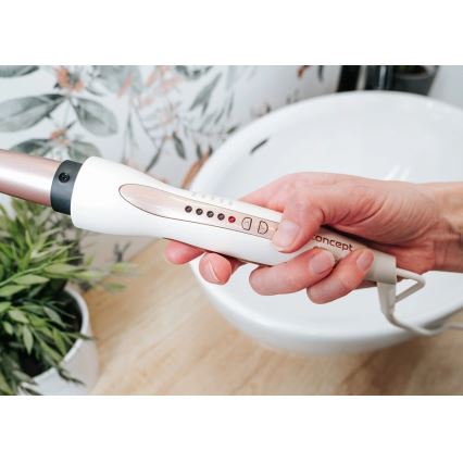 Concept KK2125 - Koniskā matu lokšķere GLAM STYLE 42W/230V balta/rozā zelts