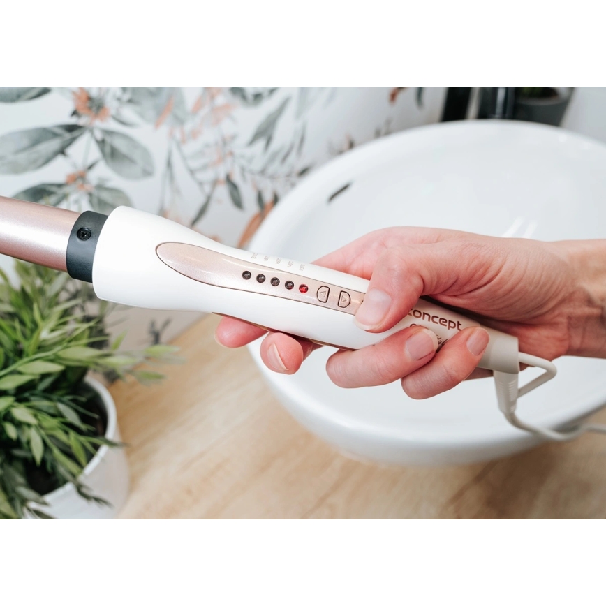 Concept KK2125 - Koniskā matu lokšķere GLAM STYLE 42W/230V balta/rozā zelts