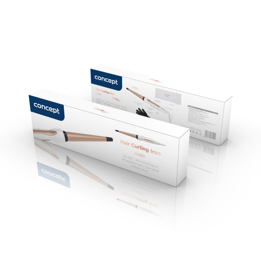 Concept KK2125 - Koniskā matu lokšķere GLAM STYLE 42W/230V balta/rozā zelts