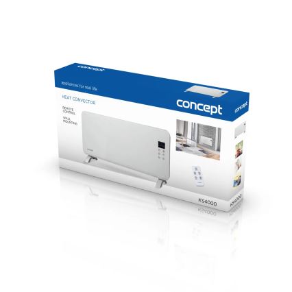 Concept KS4000 - elektriskais tiešsildītājs/konvektors 1000/2000 W, IP24, balts, ar tālvadības pulti