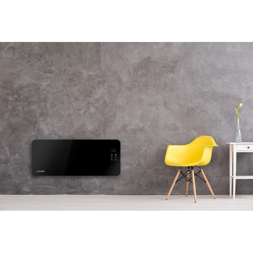 Concept KS4010 - Elektriskais tiešais sildītājs/konvektors 1000/2000W IP24 melns, ar tālvadības pulti