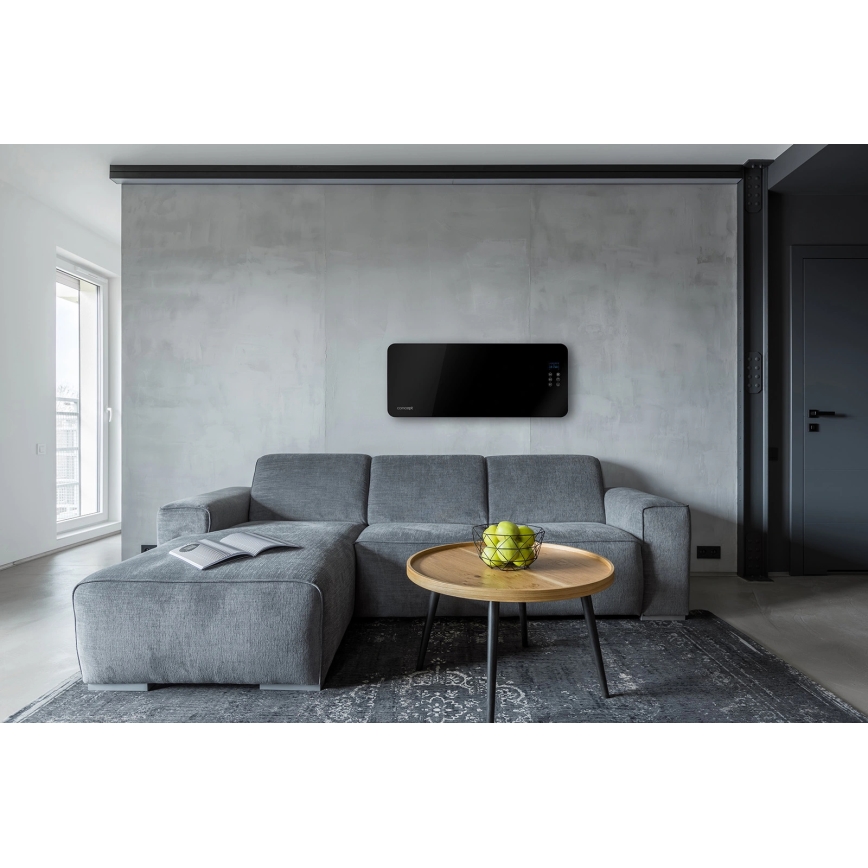 Concept KS4010 - Elektriskais tiešais sildītājs/konvektors 1000/2000W IP24 melns, ar tālvadības pulti