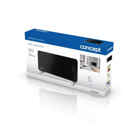 Concept KS4010 - Elektriskais tiešais sildītājs/konvektors 1000/2000W IP24 melns, ar tālvadības pulti