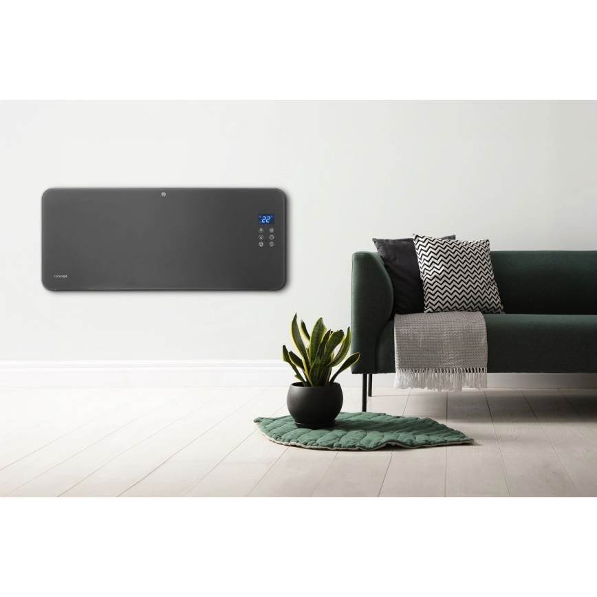 Concept KS4100 - Viedais elektriskais tiešsildītājs/konvektors 1000/2000 W Wi‑Fi IP24, pelēks