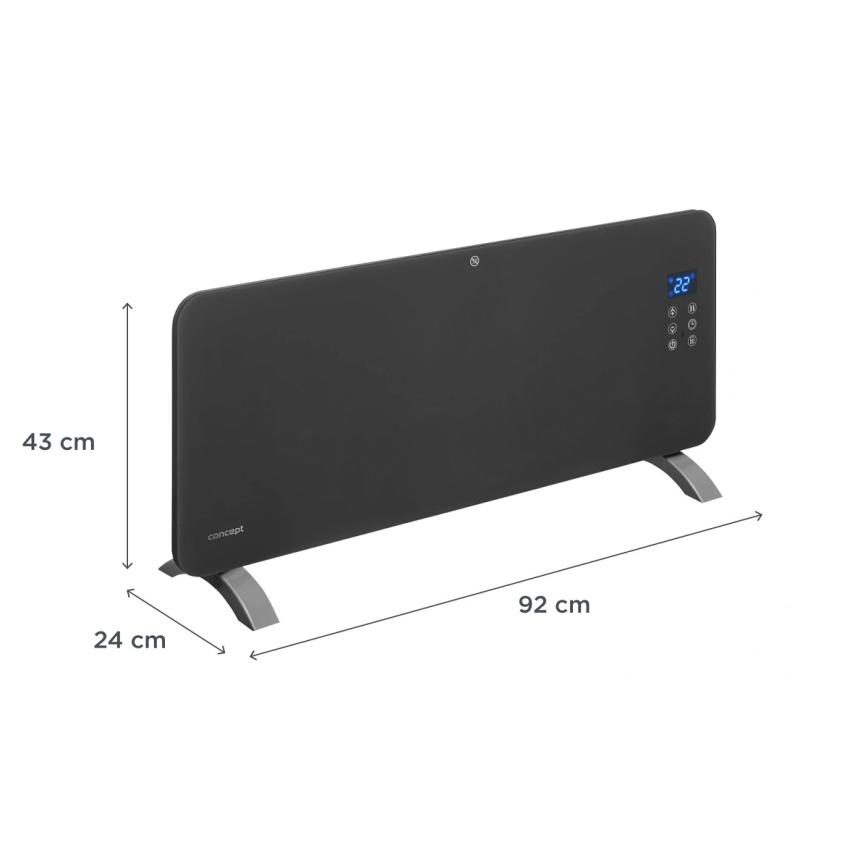 Concept KS4100 - Viedais elektriskais tiešsildītājs/konvektors 1000/2000 W Wi‑Fi IP24, pelēks