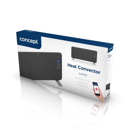 Concept KS4100 - Viedais elektriskais tiešsildītājs/konvektors 1000/2000 W Wi‑Fi IP24, pelēks