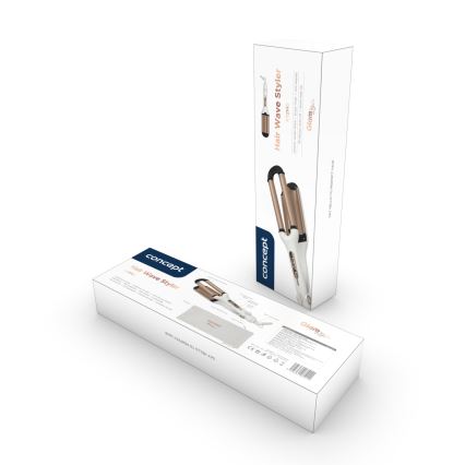 Concept KT2140 - trīskāršā matu lokšķere GLAM STYLE 100W/230V balta/rozā zelta