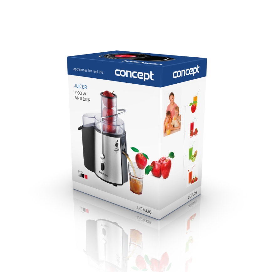 Concept LO7026 - Centrbēdzes sulu spiede 1000W/230V melna/nerūsējošs tērauds