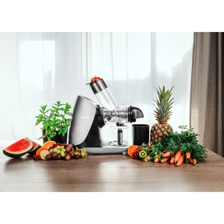 Concept LO7250 - Horizontālais skrūvveida sulu spiede 200W/230V melna/nerūsējošā tērauda