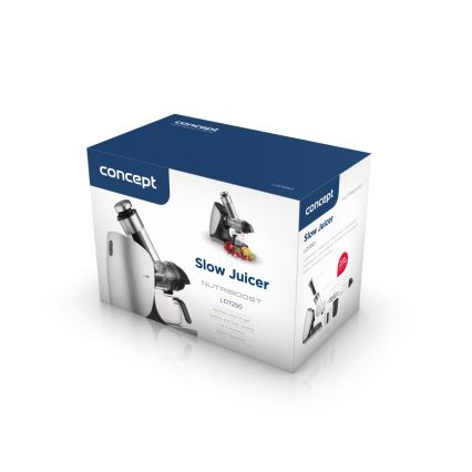 Concept LO7250 - Horizontālais skrūvveida sulu spiede 200W/230V melna/nerūsējošā tērauda