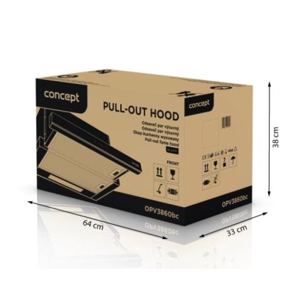 Concept OPV3860bc - Izvelkams virtuves nosūcējs 60 cm, melns