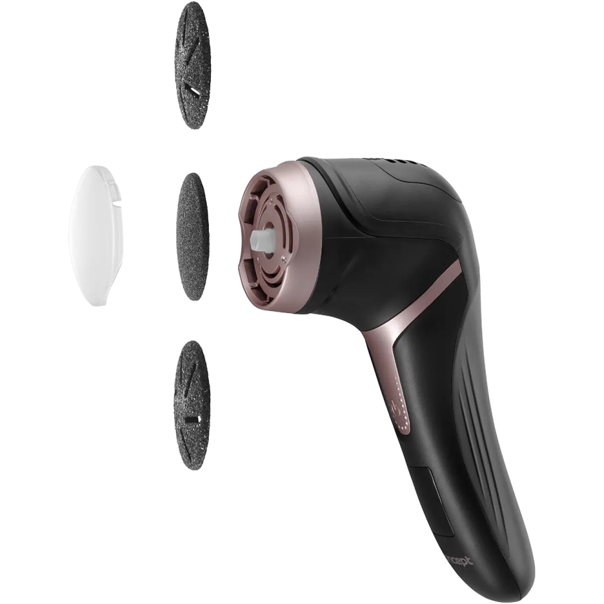 Concept PN3020 - Elektriska papēdu vīle PERFECT SKIN 5V 1200 mAh IPX6 melna/rozā zelts