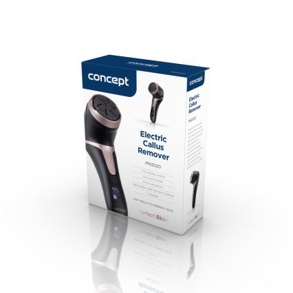 Concept PN3020 - Elektriska papēdu vīle PERFECT SKIN 5V 1200 mAh IPX6 melna/rozā zelts