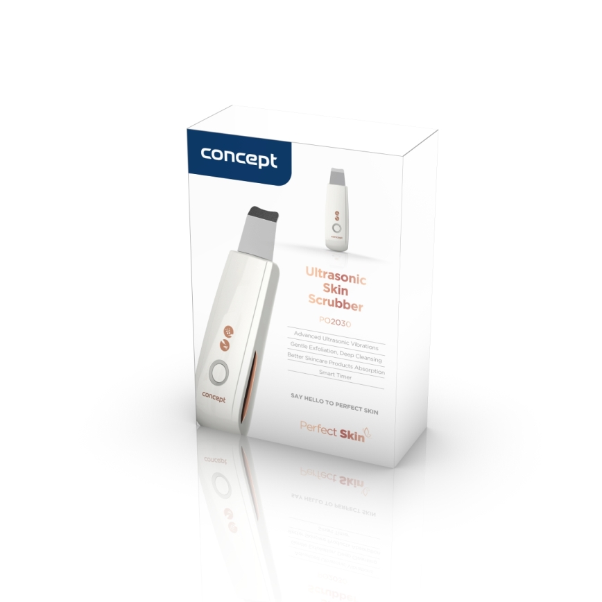 Concept PO2030 - Ultraskaņas sejas tīrīšanas ierīce PERFECT SKIN 2,5W/5V USB 600 mAh balta