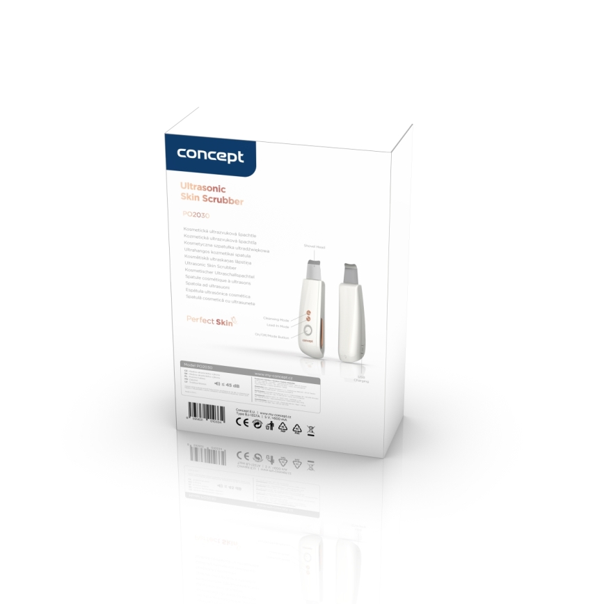 Concept PO2030 - Ultraskaņas sejas tīrīšanas ierīce PERFECT SKIN 2,5W/5V USB 600 mAh balta