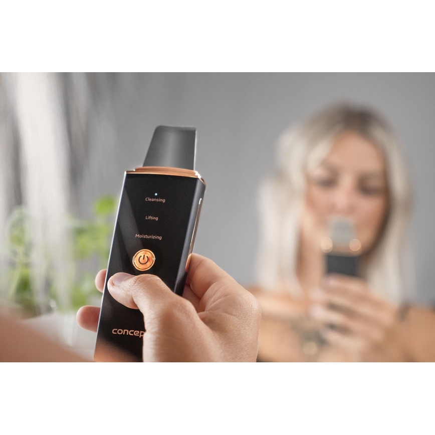 Concept PO2060 - Ultraskaņas sejas tīrīšanas ierīce PERFECT SKIN 3,5W/5V USB 500 mAh IPX6 melna