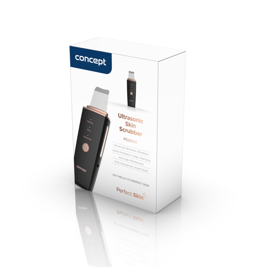 Concept PO2060 - Ultraskaņas sejas tīrīšanas ierīce PERFECT SKIN 3,5W/5V USB 500 mAh IPX6 melna