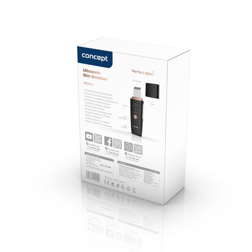 Concept PO2060 - Ultraskaņas sejas tīrīšanas ierīce PERFECT SKIN 3,5W/5V USB 500 mAh IPX6 melna