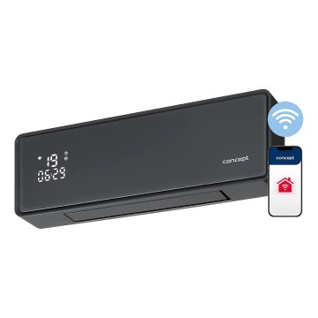 Concept QH4100 - Elektriskais sildītājs 1000/2000W Wi-Fi IP22 pelēks + tālvadības pults