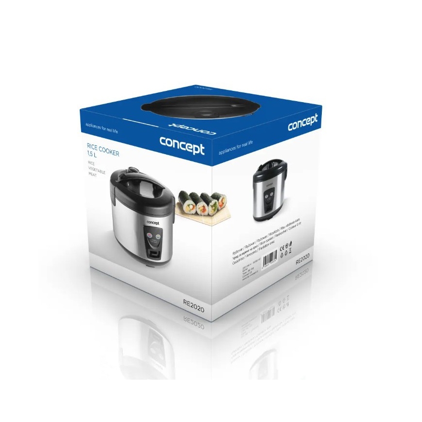Concept RE2020 - Rīsu vārāmais 2 vienā 650W/230V 1,5 l nerūsējošais tērauds/melns