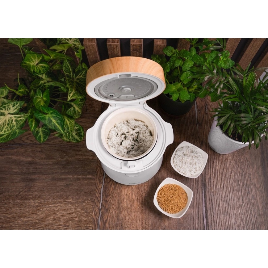 Concept RE3030 - Digitālais rīsu vārītājs 2 vienā 380W/230V 1,5 l balts/koka dekors