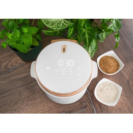 Concept RE3030 - Digitālais rīsu vārītājs 2 vienā 380W/230V 1,5 l balts/koka dekors