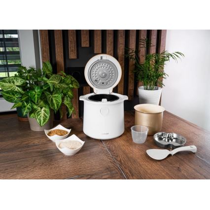 Concept RE3030 - Digitālais rīsu vārītājs 2 vienā 380W/230V 1,5 l balts/koka dekors