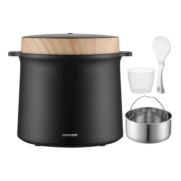 Concept RE4040 - Digitālais rīsu vārāmais 2 vienā 450W/230V 2 l melns/koka dekors