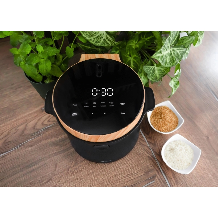 Concept RE4040 - Digitālais rīsu vārāmais 2 vienā 450W/230V 2 l melns/koka dekors