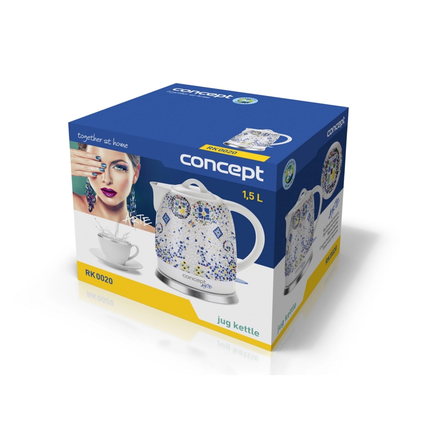 Concept RK0020 - Elektriskā tējkanna 1,5 l 1350W/230V daudzkrāsaina/keramika