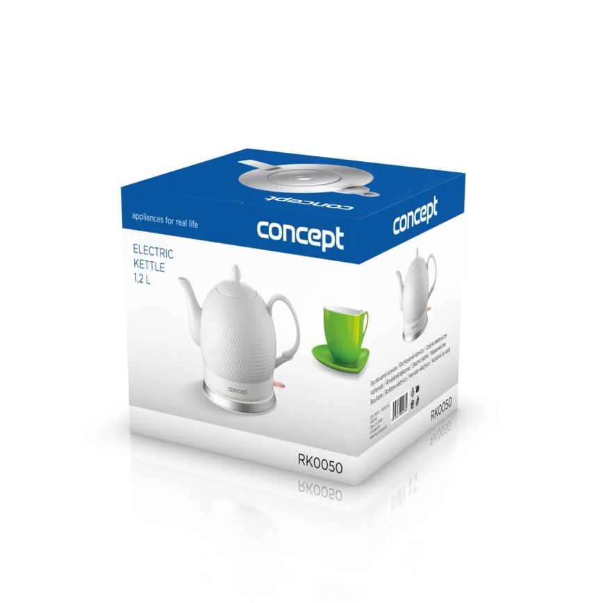 Concept RK0050 - Elektriskā tējkanna 1,2 l 1000W/230V balta/keramika