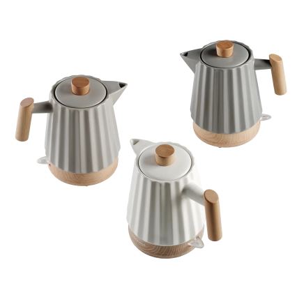 Concept RK0091 - Elektriskā tējkanna 1,5 l 1500W/230V gaiši pelēka/koka dekors/keramika