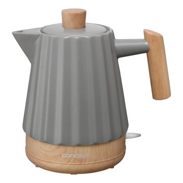 Concept RK0092 - Ātrā elektriskā tējkanna 1,5 l 1500 W/230 V tumši pelēka/koka dekors/keramika