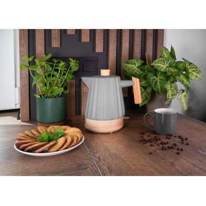 Concept RK0092 - Ātrā elektriskā tējkanna 1,5 l 1500 W/230 V tumši pelēka/koka dekors/keramika