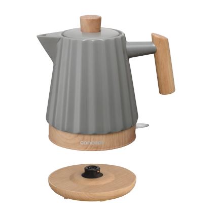 Concept RK0092 - Ātrā elektriskā tējkanna 1,5 l 1500 W/230 V tumši pelēka/koka dekors/keramika