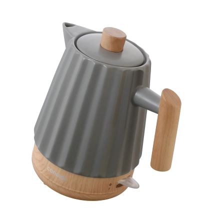 Concept RK0092 - Ātrā elektriskā tējkanna 1,5 l 1500 W/230 V tumši pelēka/koka dekors/keramika