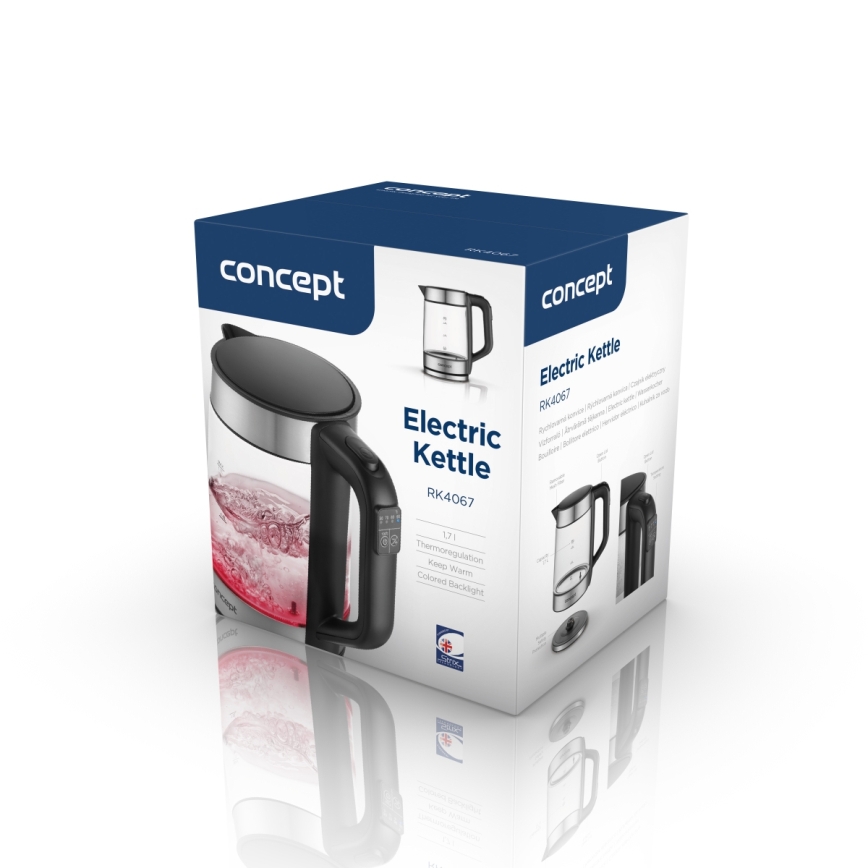 Concept RK4067 - ātrvārā tējkanna ar temperatūras regulēšanu 1,7 l 2200W/230V, nerūsējošā tērauda korpuss