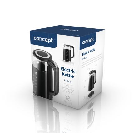 Concept RK4100 - Elektriskā tējkanna ar termostata regulēšanu 1,7 l 2200W/230V melna