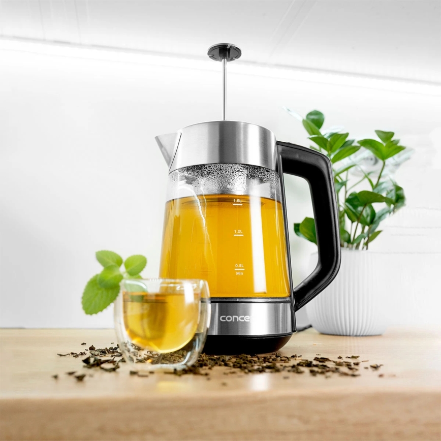Concept RK4190 - Elektriskā tējkanna ar temperatūras regulāciju un sietiņu, 1,7 l, 2200 W/230 V, nerūsējošā tērauda