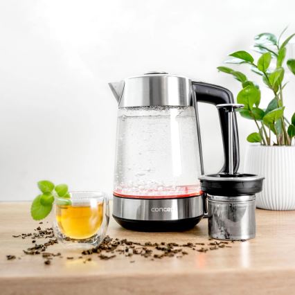 Concept RK4190 - Elektriskā tējkanna ar temperatūras regulāciju un sietiņu, 1,7 l, 2200 W/230 V, nerūsējošā tērauda