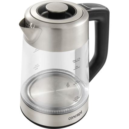 Concept RK4190 - Elektriskā tējkanna ar temperatūras regulāciju un sietiņu, 1,7 l, 2200 W/230 V, nerūsējošā tērauda