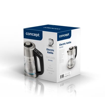 Concept RK4190 - Elektriskā tējkanna ar temperatūras regulāciju un sietiņu, 1,7 l, 2200 W/230 V, nerūsējošā tērauda