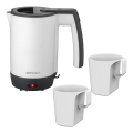 Concept RK7030 - ceļojuma ātrā tējkanna 0,5 l 1080W/230V pelēka/balta + 2 tasītes