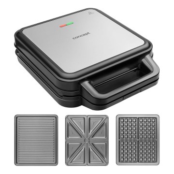 Concept SV3080 - Sviestmaižu pagatavošanas ierīce FAMILY 3in1 1200W/230V melna/nerūsējošs tērauds