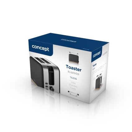 Concept TE2016 - Maizgrauzdētājs ar divām spraugām un cepšanas režģi 930W/230V melns