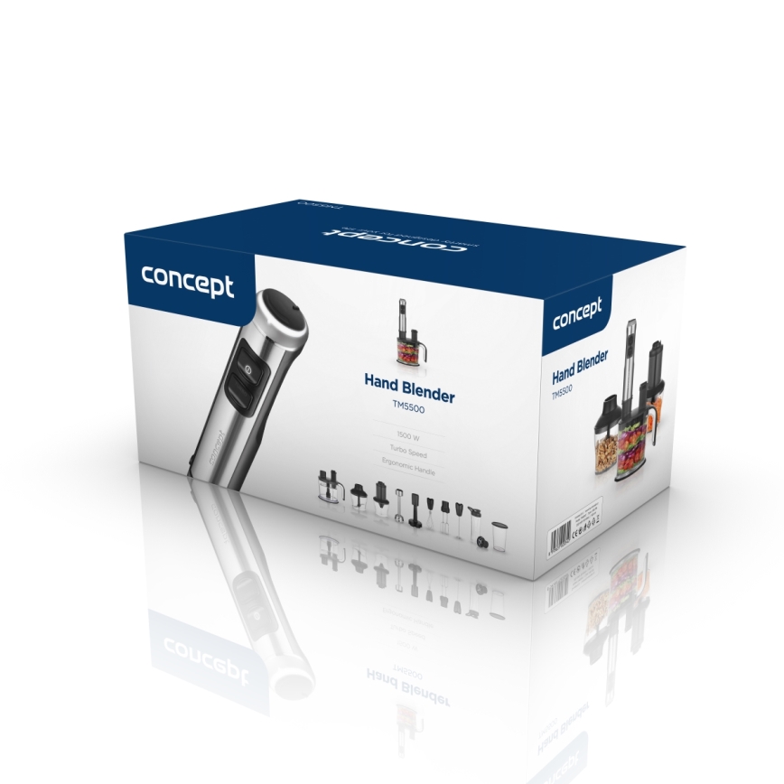 Concept TM5500 - Rokas blenderis ar piederumiem 1500W/230V melna/nerūsējošs tērauds